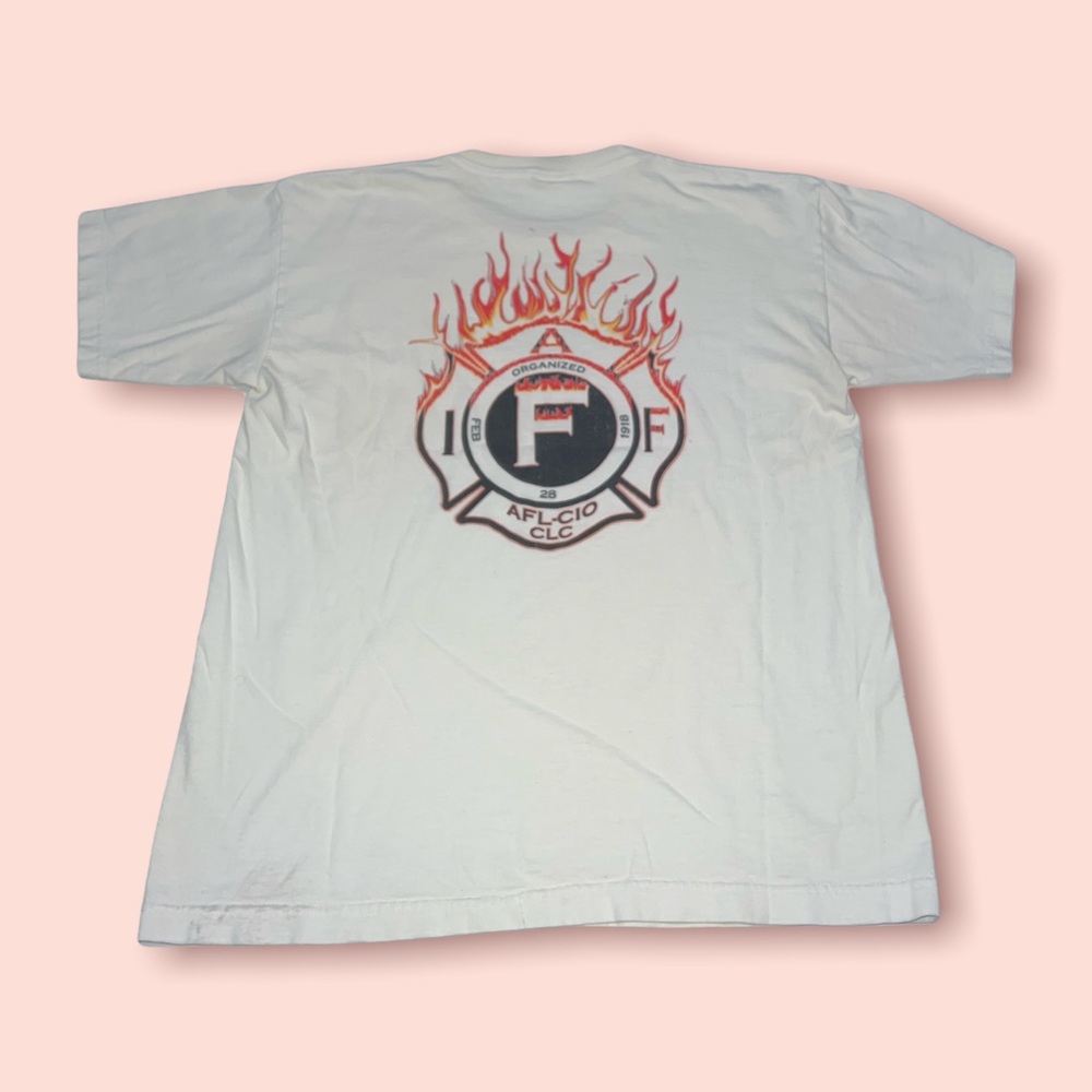 VINTAGE AMERICAN FIRE-FIGHTERS AFL-CIO LARGE T-SHIRT MADE IN USA.